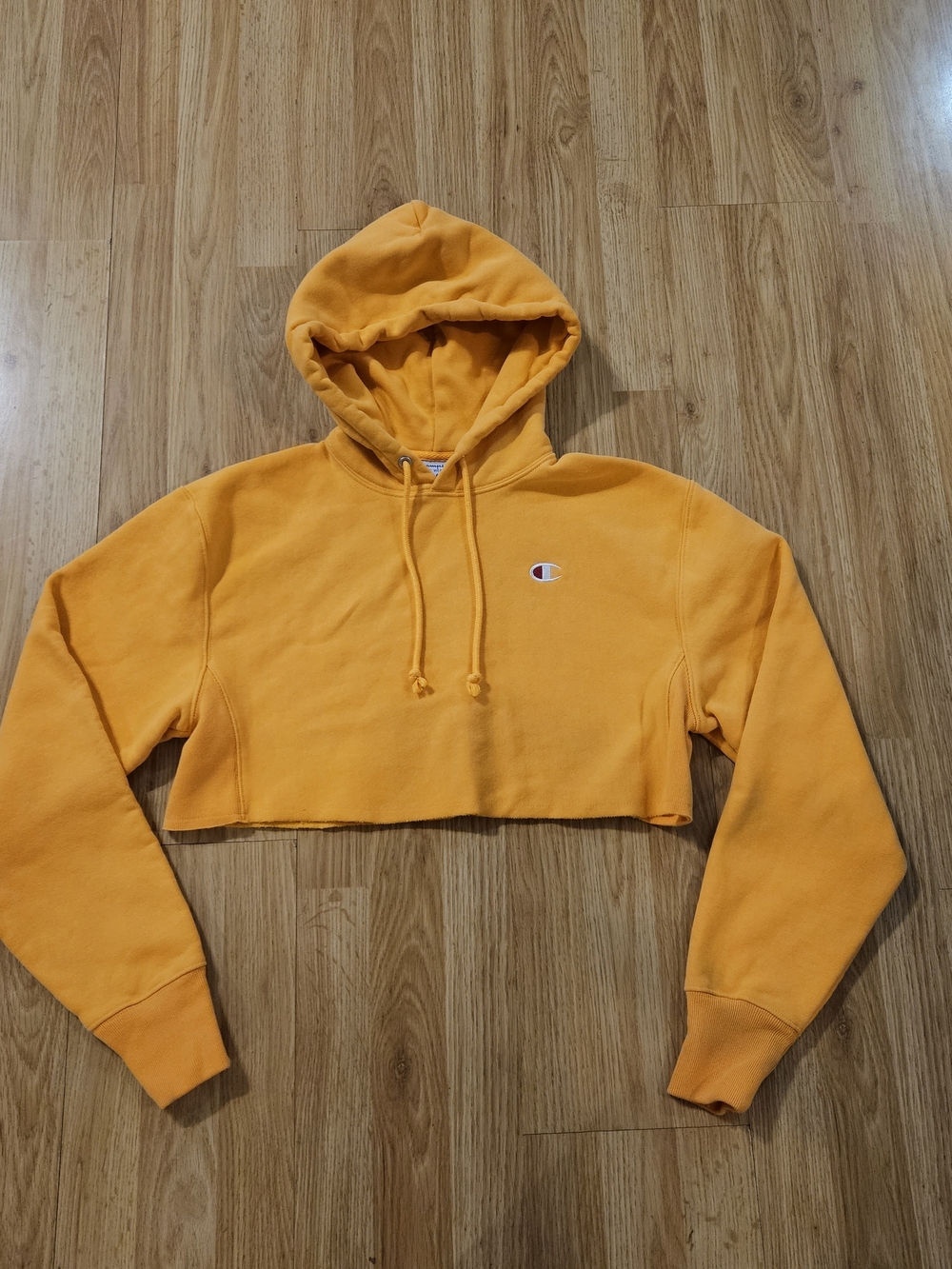 NWOT Champion Cropped Vibrant Orange Reverse Weave Hoodie Size XS